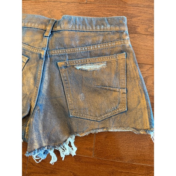 Anthropologie PILCRO Devon Rins Jean Shorts COATED EDITION Sz 27 Metallic Bronze - Picture 8 of 14